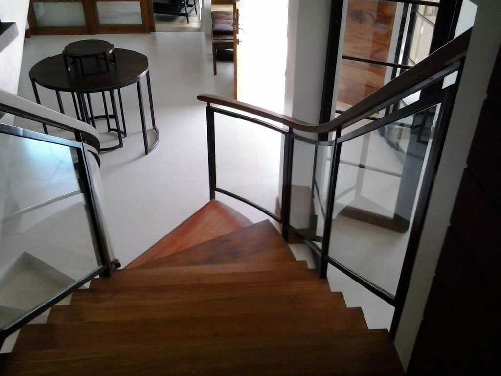 Stair Clear Tempered Glass with Wrought Iron Frame
