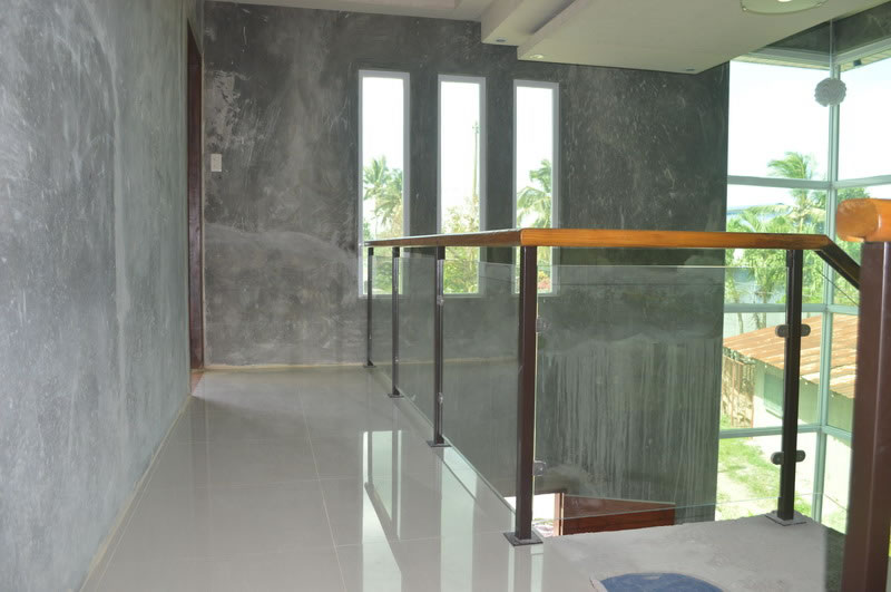 Glass Stair Railing in Metal Frame
