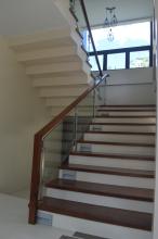 Glass Stair Railing with Wood Frame